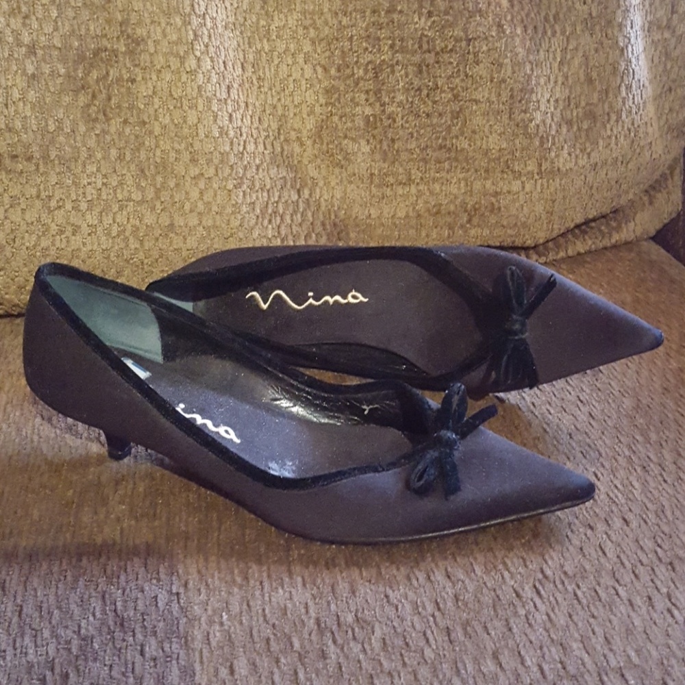 Party Fancy Kitten Heels Black Formal Shoes